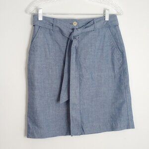 Talbots Blue Newport Chambray Button Front Skirt